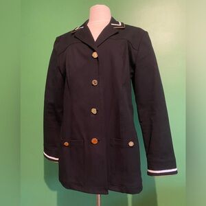 Vintage St John Sport black marine Navy military style gold button blazer